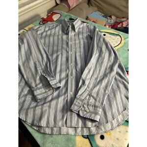 Lands End Men’s Large 16-16 1/2 Long Sleeve Button Up Dress Shirt Light Blue